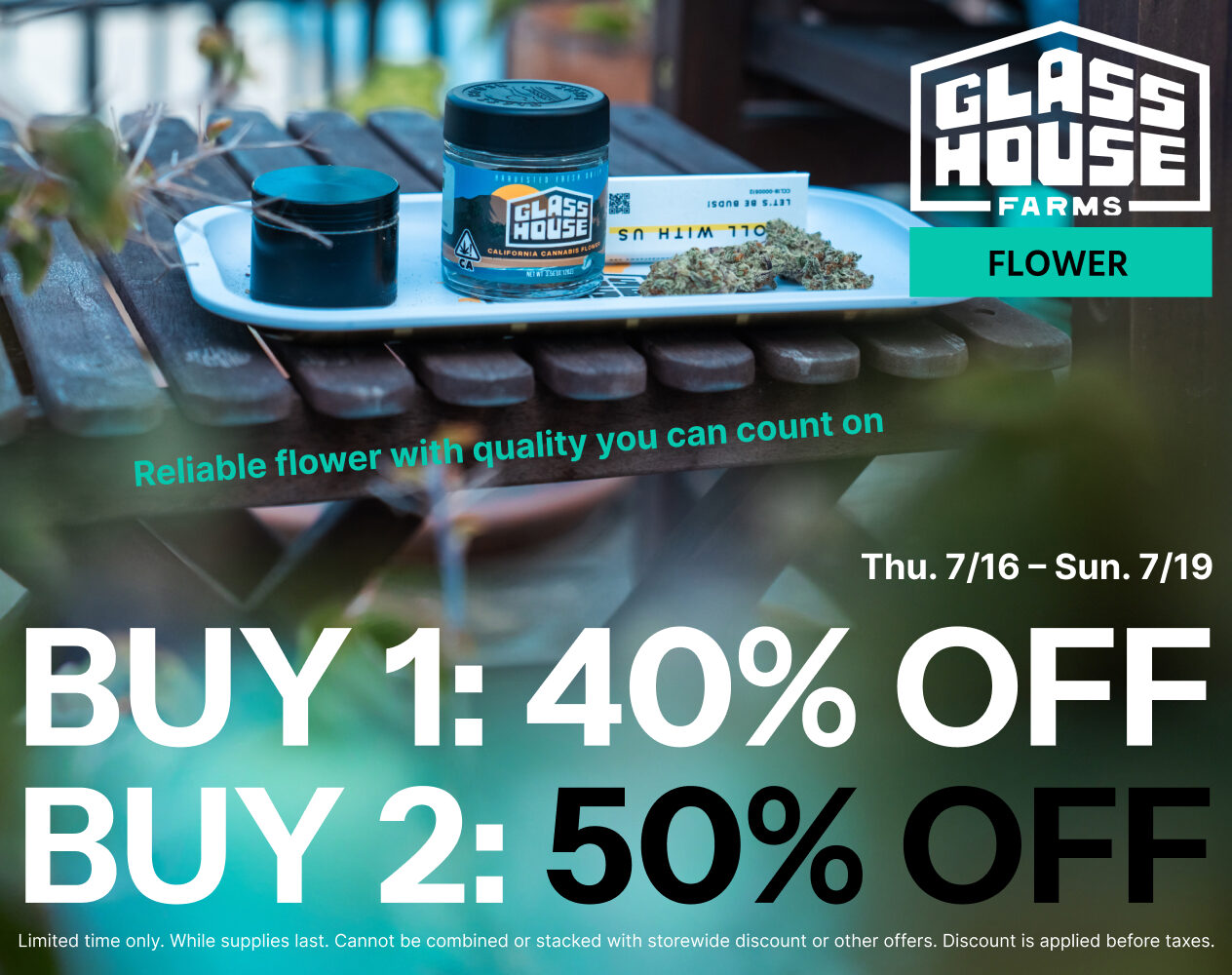 50% Off Glass House Farms Flower