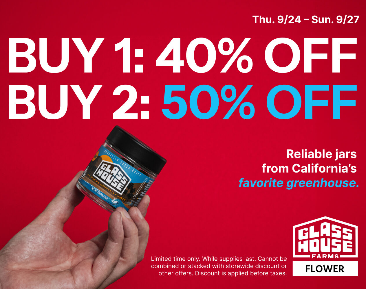 50% Off Glass House Farms Flower